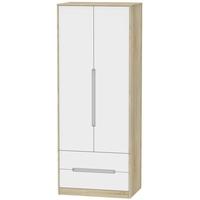 Monaco White Matt and Bardolino Wardrobe - Tall 2ft 6in with 2 Drawer