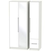 Monaco White and Kaschmir Triple Wardrobe - Tall with Mirror and 2 Drawer