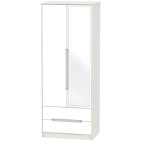 monaco white and kaschmir wardrobe tall 2ft 6in with 2 drawer and mirr ...