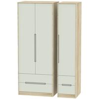 Monaco Kaschmir Matt and Bardolino Triple Wardrobe - Tall with Drawer