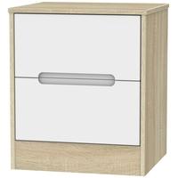 Monaco White Matt and Bardolino Bedside Cabinet - 2 Drawer Locker