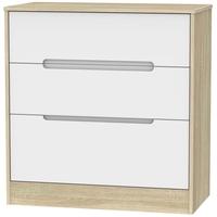 Monaco White Matt and Bardolino Chest of Drawer - 3 Drawer Deep