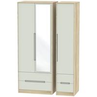 Monaco Kaschmir Matt and Bardolino Triple Wardrobe - Tall with Drawer and Mirror