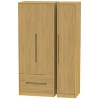 Monaco Modern Oak Triple Wardrobe - Tall with 2 Drawer