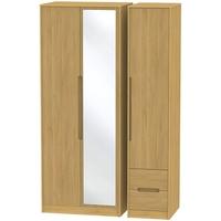 Monaco Modern Oak Triple Wardrobe - Tall with Mirror and 2 Drawer