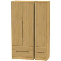 monaco modern oak triple wardrobe tall with drawer