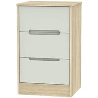 Monaco Kaschmir Matt and Bardolino Bedside Cabinet - 3 Drawer Locker