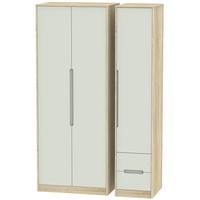 Monaco Kaschmir Matt and Bardolino Triple Wardrobe - Tall Plain with 2 Drawer