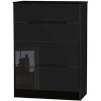 monaco high gloss black chest of drawer 4 drawer deep