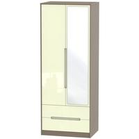 monaco high gloss cream and toronto walnut wardrobe tall 2ft 6in with  ...