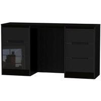 Monaco High Gloss Black Dressing Table - Knee Hole Double Pedestal