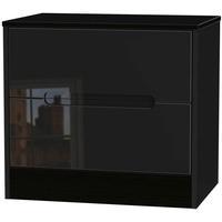 monaco high gloss black chest of drawer 2 drawer midi