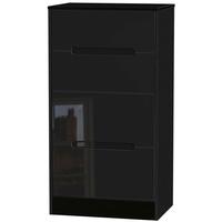 Monaco High Gloss Black Chest of Drawer - 4 Drawer Deep Midi