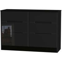 monaco high gloss black chest of drawer 6 drawer midi