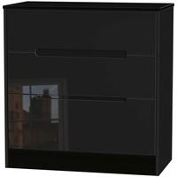 monaco high gloss black chest of drawer 3 drawer deep