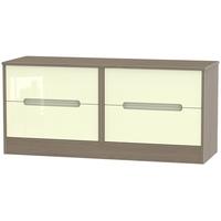 Monaco High Gloss Cream and Toronto Walnut Bed Box - 4 Drawer