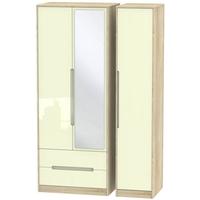 monaco high gloss cream and bordolino triple wardrobe tall with 2 draw ...