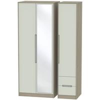 Monaco Kaschmir and Darkolino Triple Wardrobe - Tall with Mirror and 2 Drawer