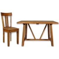 modasa mango wooden trestle dining set 6 low back chairs