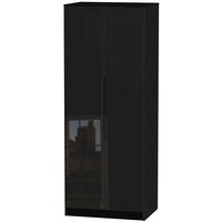 monaco high gloss black wardrobe tall 2ft 6in with double hanging