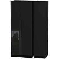 Monaco High Gloss Black Triple Wardrobe - Tall Plain