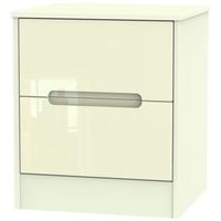 monaco high gloss cream bedside cabinet 2 drawer locker