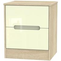 monaco high gloss cream and bordolino bedside cabinet 2 drawer locker