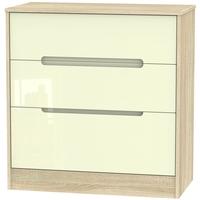 monaco high gloss cream and bordolino chest of drawer 3 drawer deep