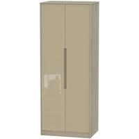 monaco high gloss mushroom and darkolino wardrobe tall 2ft 6in plain