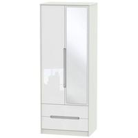 monaco high gloss white and kaschmir wardrobe tall 2ft 6in with 2 draw ...