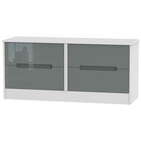 Monaco High Gloss Grey and White Bed Box - 4 Drawer