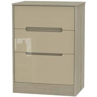 monaco high gloss mushroom and darkolino chest of drawer 3 drawer deep ...