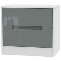 monaco high gloss grey and white chest of drawer 2 drawer midi