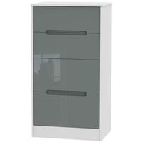 monaco high gloss grey and white chest of drawer 4 drawer deep midi