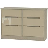 Monaco High Gloss Mushroom and Darkolino Chest of Drawer - 6 Drawer Midi