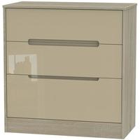 Monaco High Gloss Mushroom and Darkolino Chest of Drawer - 3 Drawer Deep