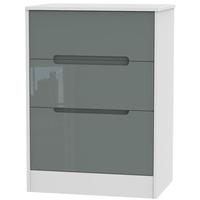 monaco high gloss grey and white chest of drawer 3 drawer deep midi