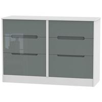 monaco high gloss grey and white chest of drawer 6 drawer midi