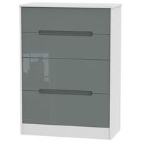 monaco high gloss grey and white chest of drawer 4 drawer deep