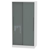 Monaco High Gloss Grey and White Sliding Wardrobe - Wide