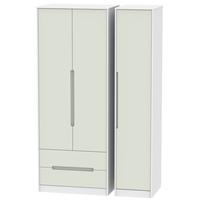 Monaco Kaschmir and White Triple Wardrobe - Tall with 2 Drawer