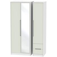 Monaco Kaschmir and White Triple Wardrobe - Tall with Mirror and 2 Drawer