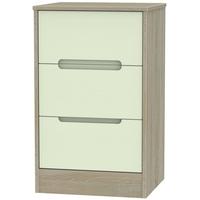 Monaco Mussel and Darkolino Bedside Cabinet - 3 Drawer Locker