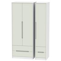 Monaco Kaschmir and White Triple Wardrobe - Tall with Drawer