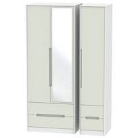 monaco kaschmir and white triple wardrobe tall with drawer and mirror