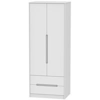 Monaco White Wardrobe - Tall 2ft 6in with 2 Drawer