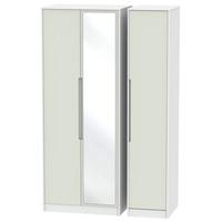 Monaco Kaschmir and White Triple Wardrobe - Tall with Mirror