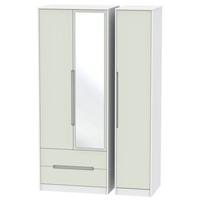 monaco kaschmir and white triple wardrobe tall with 2 drawer and mirro ...