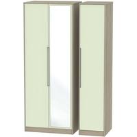 Monaco Mussel and Darkolino Triple Wardrobe - Tall with Mirror