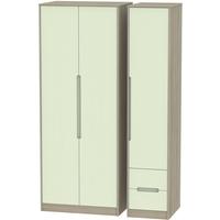 Monaco Mussel and Darkolino Triple Wardrobe - Tall Plain with 2 Drawer